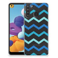 Samsung Galaxy A21 TPU bumper Zigzag Blauw