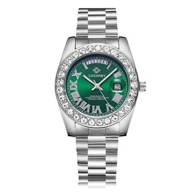 CAGARNY 6866 Fashion Life waterdichte zilveren stalen band quartz horloge (groen)