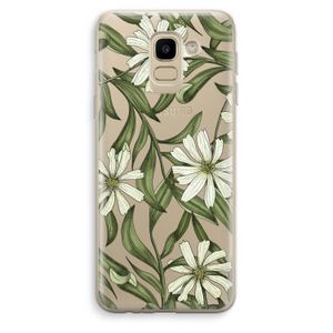 Wit bloemenpatroon: Samsung Galaxy J6 (2018) Transparant Hoesje