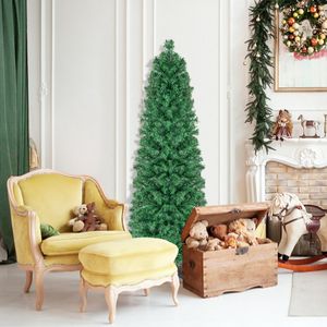 Kunstkerstboom met Verlichting Dennenboom in Glasvezellook Kerstboom met 361 Takken en Inklapbare Metalen Standaard