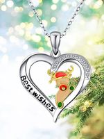 Kerstmis elanden Strass Hart Halsketting - thumbnail