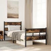 Bedframe zonder matras metaal gerookt eikenkleurig 90x200 cm