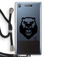Angry Bear (black): Sony Xperia XZ1 Transparant Hoesje met koord
