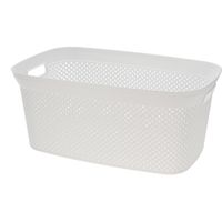 Wasmand van rotan gevlochten - wit - kunststof - 35 liter - 35 x 53 x 23 cm