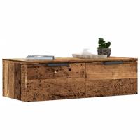 Wandkast 68x30x20 cm bewerkt hout artisanaal eikenkleurig Wandkast 68x30x20 cm bewerkt hout artisanaal eikenkleurig