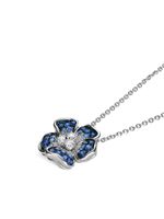 LEO PIZZO collier Flora en or blanc 18ct orné de diamants et de saphirs bleus - Argent