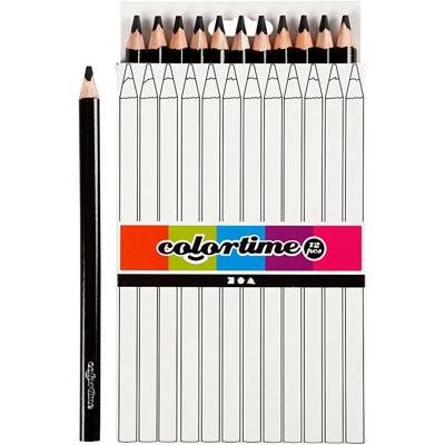 Colortime Driehoekige jumbo kleurpotloden - zwart, 12st.