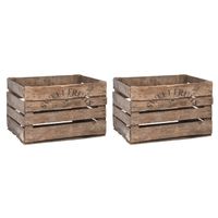 Set van 2x stuks houten opberg fruitkisten/kratten 42 x 51 cm