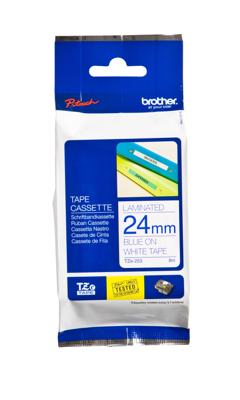Labeltape brother ptouch tze253 24mm wit | 25 stuks