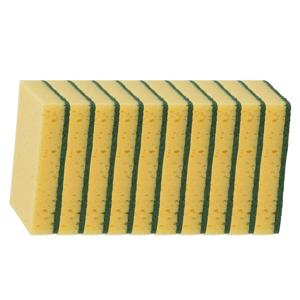 Schuursponzen - 10x - geel - 14 x 9 x 3 cm - vlak - premium - schoonmaak - sponsjes