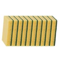 Schuursponzen - 10x - geel - 14 x 9 x 3 cm - vlak - premium - schoonmaak - sponsjes