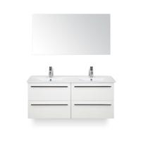 Seville Badmeubelset 120 cm - 4 laden Wit Hoogglans - Keramische Wastafel Wit Enjoy - met Spiegel