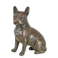 A BRONZE SCULPTUR OF A SITTING BULLDOG