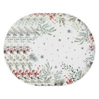 Diner/Kerstdiner onderborden - 4x - kerstprint - rond - D33 cm - multifunctioneel