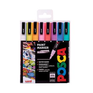 Posca paintmarker PC-3M,  set van 8 markers in geassorteerde pastelkleuren