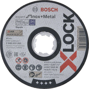 Bosch Accessoires X-LOCK Slijpschijf Expert for Inox & Metal 115x1x22.23mm, recht - 1 stuk(s) - 2608619263