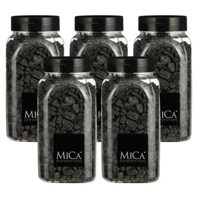Mica Decorations decoratie steentjes - 5x - antraciet - 650ml - hobby steentjes