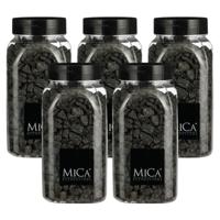 Mica Decorations decoratie steentjes - 5x - antraciet - 650ml - hobby steentjes