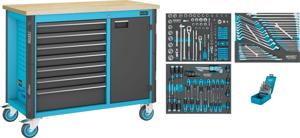 HAZET Werkbank - rijdend - Assistent 179NW - assortiment 179NW-7/228 - 228-delig - Laden, ondiep: 6 x 81 x 522 x 398 mm - Laden, diep: 1 x 166 x 522 x