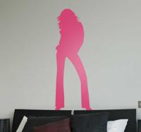 Sticker vrouw silhouette roze
