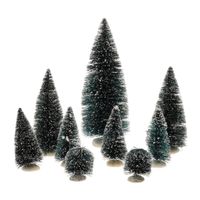 18x stuks kerstdorp onderdelen miniatuur boompjes groen 6 tot 20 cm - thumbnail