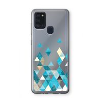 Gekleurde driehoekjes blauw: Samsung Galaxy A21s Transparant Hoesje