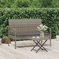 Tuinbank met kussen 105 cm poly rattan grijs