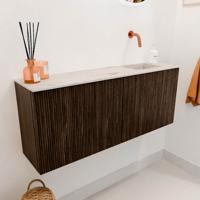 Toiletmeubel Mondiaz Joya Dlux | 100 cm | Meubelkleur Walnut | Faye wastafel Nata Wasbak Rechts | Zonder kraangat(en)