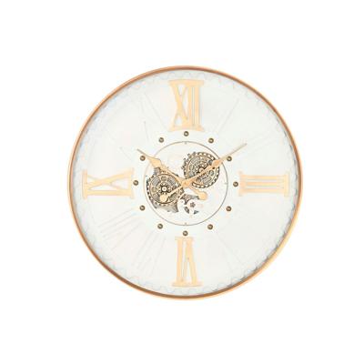 Muurklok Home ESPRIT Wit Gouden Metaal Kristal Stads 80 x 8 x 80 cm