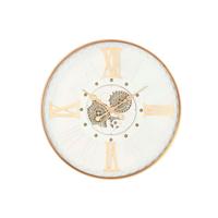 Muurklok Home ESPRIT Wit Gouden Metaal Kristal Stads 80 x 8 x 80 cm
