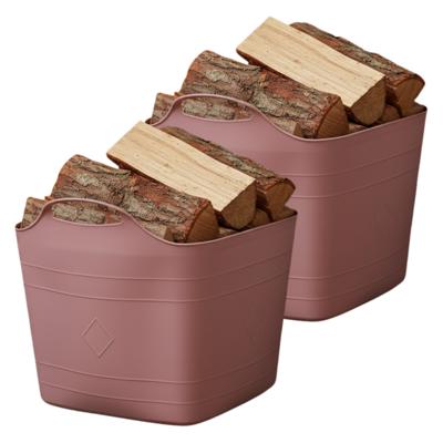 Excellent houseware Flexibele kuip / emmer - 2x - roze - 25 l - kunststof - 40 x 35 cm