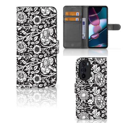 Motorola Edge 30 Pro Hoesje Black Flowers Motorola Edge 30 Pro Hoesje Black Flowers