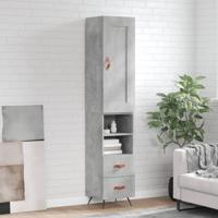 Hoge kast 34,5x34x180 cm bewerkt hout betongrijs
