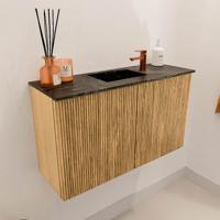 Toiletmeubel Mondiaz Joya Dlux | 70 cm | Meubelkleur Oak | Faye wastafel Lava Wasbak Midden | 1 kraangat