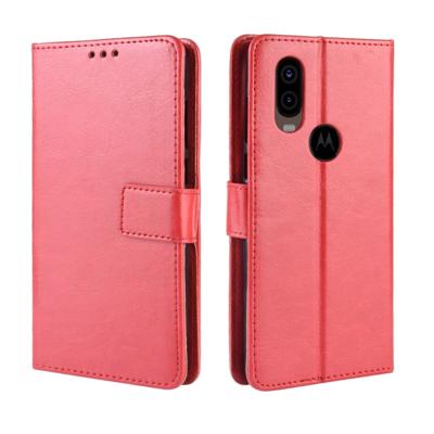Retro Crazy Horse textuur horizontale Flip lederen draagtas voor Motorola MOTO One Vision met houder & kaartsleuven & fotolijstjes (rood)