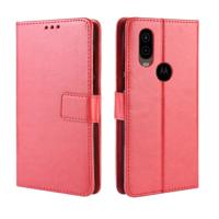 Retro Crazy Horse textuur horizontale Flip lederen draagtas voor Motorola MOTO One Vision met houder & kaartsleuven & fotolijstjes (rood)