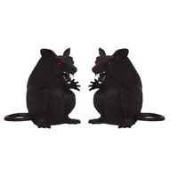 Nep ratten - 2x stuks - 23 x 18 cm - zwart - Horror/griezel thema decoratie dieren - thumbnail