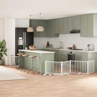 VidaXL Hondenhek inklapbaar met deur 12 panelen 960cm populierhout wit