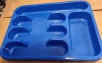 Kunststof bestekbak - bestekhouder 5-vaks blauw 24.5 x 32.5 cm - Keukenlade- besteklade - inzetbak - thumbnail