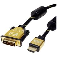 ROLINE 11.04.5894 video kabel adapter 7,5 m HDMI DVI Zwart, Goud - thumbnail
