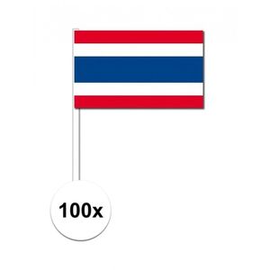 100x Thailand decoratie papieren zwaaivlaggetjes   -