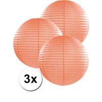 3 perzik kleurige lampionnen 35 cm - thumbnail