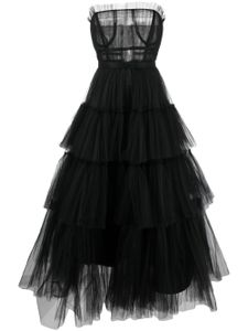 Ana Radu robe-bustier longue en tulle - Noir