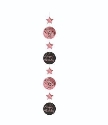 Hangdecoratie 60 Jaar Roségoud/Zwart (1,2m)