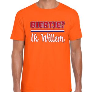 Oranje Koningsdag t-shirt - biertje? Ik willem - voor heren