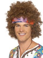 Hippie pruik met hoofdband Jim
