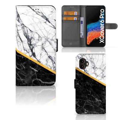 Samsung Galaxy Xcover 6 Pro | Bookcase | Marmer Wit Zwart - Origineel Cadeau Man