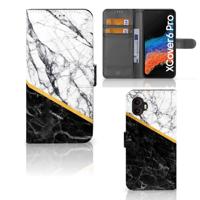 Samsung Galaxy Xcover 6 Pro | Bookcase | Marmer Wit Zwart - Origineel Cadeau Man