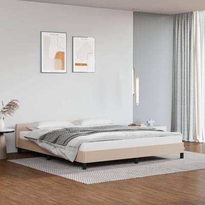 Bedframe met hoofdbord kunstleer cappuccinokleurig 180x200 cm
