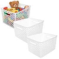 Storage Solutions Kast Opbergmand - 3x - van kunststof - wit - 30 x 37 x 21 - 19 liter inhoud